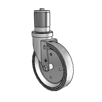 30 Series Expanding Adapter Zinc Swivel Caster with 6 x 1.25 Welded Disc Rubber (Grey) Wheel