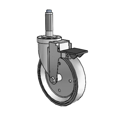 30 Series Expanding Adapter Zinc Swivel Caster with 6 x 1.25 Welded Disc Rubber (Grey) Wheel and PosiLoc Brake