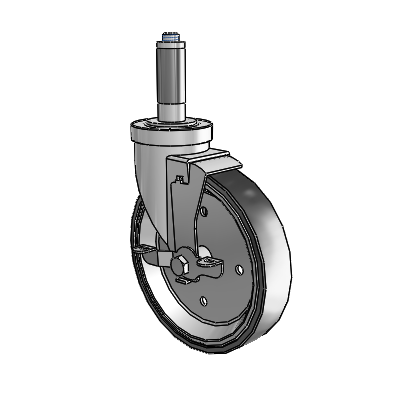 30 Series Expanding Adapter Zinc Swivel Caster with 6 x 1.25 Welded Disc Polyurethane Wheel and VertiLoc Brake