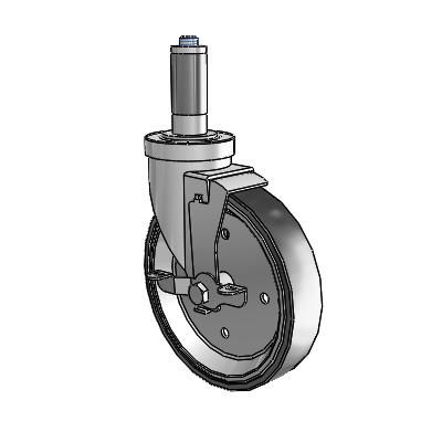 30 Series Expanding Adapter Zinc Swivel Caster with 6 x 1.25 Welded Disc Polyurethane Wheel and VertiLoc Brake