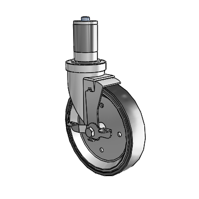 30 Series Expanding Adapter Zinc Swivel Caster with 6 x 1.25 Welded Disc Polyurethane Wheel and VertiLoc Brake