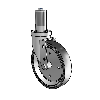 30 Series Expanding Adapter Zinc Swivel Caster with 6 x 1.25 Welded Disc Polyurethane Wheel