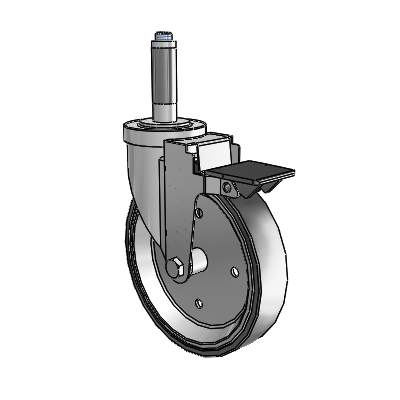 30 Series Expanding Adapter Zinc Swivel Caster with 6 x 1.25 Welded Disc Polyurethane Wheel and PosiLoc Brake