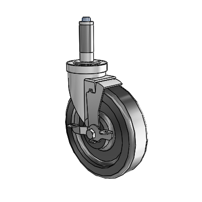 Roulette pivotante à adaptateur extensible de la série 30, en zinc, avec roue en phénolique de 6 x 1,5 et frein VertiLoc