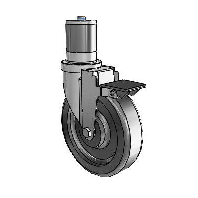 30 Series Expanding Adapter Zinc Swivel Caster with 6 x 1.5 Phenolic Wheel and PosiLoc Brake