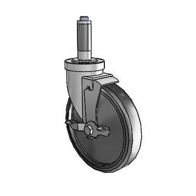 30 Series Expanding Adapter Zinc Swivel Caster with 6 x 1.25 Hard Rubber Wheel and VertiLoc Brake