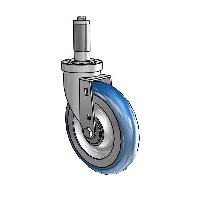 30 Series Expanding Adapter Zinc Swivel Caster with 6 x 1.25 PolyLoc (Blue) Wheel