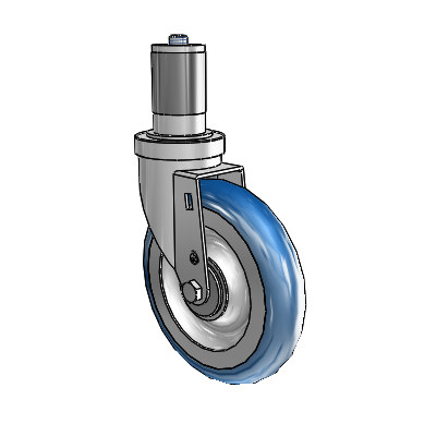30 Series Expanding Adapter Zinc Swivel Caster with 6 x 1.25 PolyLoc (Blue) Wheel
