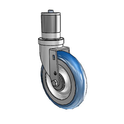 30 Series Expanding Adapter Zinc Swivel Caster with 6 x 1.25 PolyLoc (Blue) Wheel