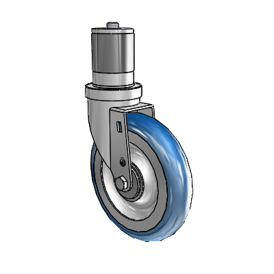 30 Series Expanding Adapter Zinc Swivel Caster with 6 x 1.25 PolyLoc (Blue) Wheel