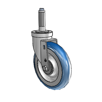 30 Series Expanding Adapter Zinc Swivel Caster with 6 x 1.25 PolyLoc (Blue) Wheel