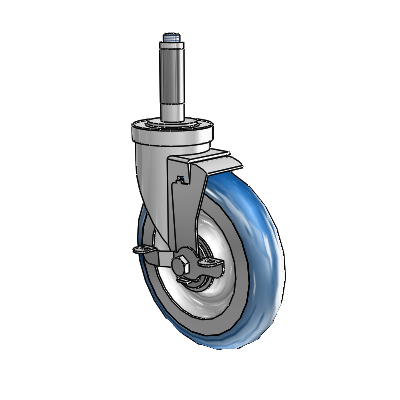 30 Series Expanding Adapter Zinc Swivel Caster with 6 x 1.25 PolyLoc (Blue) Wheel and VertiLoc Brake