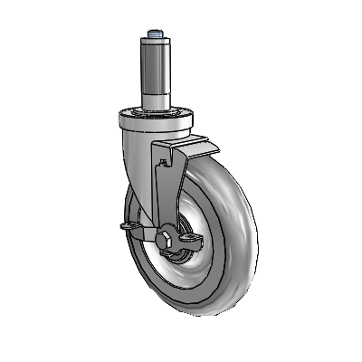 30 Series Expanding Adapter Zinc Swivel Caster with 6 x 1.25 PolyLock (Grey) Wheel and VertiLoc Brake