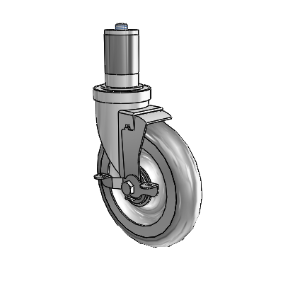 30 Series Expanding Adapter Zinc Swivel Caster with 6 x 1.25 PolyLock (Grey) Wheel and VertiLoc Brake