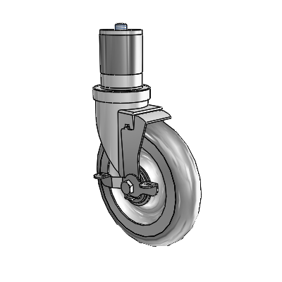 30 Series Expanding Adapter Zinc Swivel Caster with 6 x 1.25 Advantage TPR (Round) Wheel and VertiLoc Brake