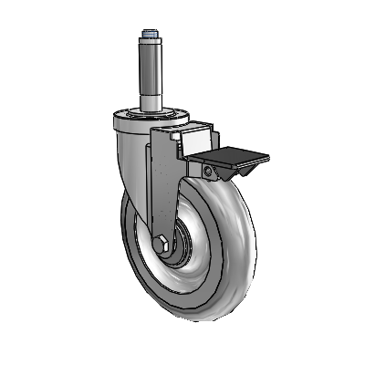 30 Series Expanding Adapter Zinc Swivel Caster with 6 x 1.25 Advantage TPR (Round) Wheel and PosiLoc Brake