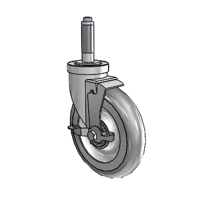 30 Series Expanding Adapter Zinc Swivel Caster with 6 x 1.25 Advantage TPR (Round) Wheel and VertiLoc Brake