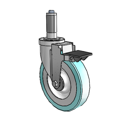 30 Series Expanding Adapter Zinc Swivel Caster with 6 x 1.25 Advantage Health Wheel and PosiLoc Brake