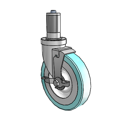 30 Series Expanding Adapter Zinc Swivel Caster with 6 x 1.25 Advantage Health Wheel and VertiLoc Brake