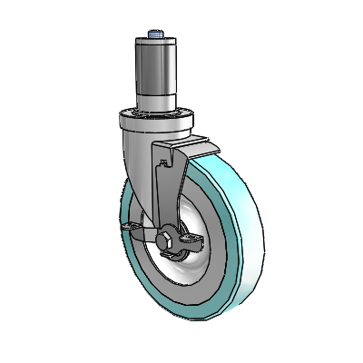 30 Series Expanding Adapter Zinc Swivel Caster with 6 x 1.25 Advantage Health Wheel and VertiLoc Brake