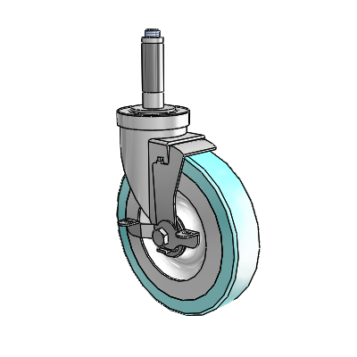 30 Series Expanding Adapter Zinc Swivel Caster with 6 x 1.25 Advantage Health Wheel and VertiLoc Brake