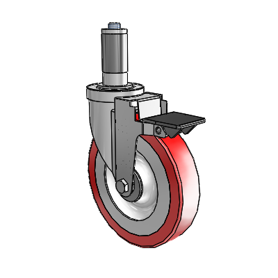 30 Series Expanding Adapter Zinc Swivel Caster with 6 x 1.25 Advantage Heat (Flat) Wheel and PosiLoc Brake