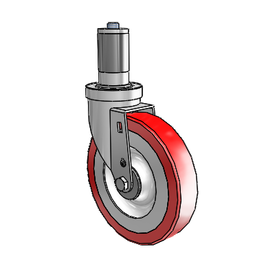 30 Series Expanding Adapter Zinc Swivel Caster with 6 x 1.25 Advantage Heat (Flat) Wheel