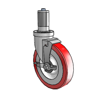 30 Series Expanding Adapter Zinc Swivel Caster with 6 x 1.25 Advantage Heat (Flat) Wheel and VertiLoc Brake
