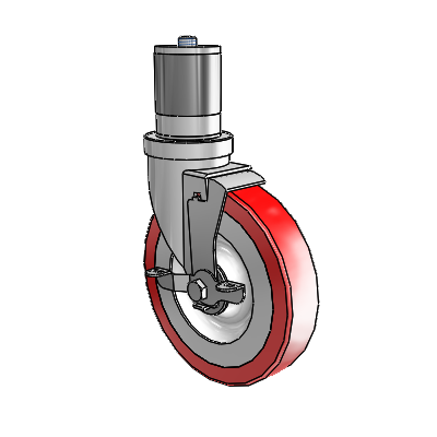 30 Series Expanding Adapter Zinc Swivel Caster with 6 x 1.25 Advantage Heat (Flat) Wheel and VertiLoc Brake