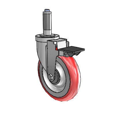 30 Series Expanding Adapter Zinc Swivel Caster with 6 x 1.25 Advantage Heat (Round) Wheel and PosiLoc Brake
