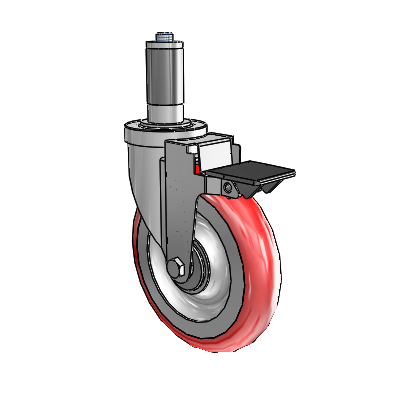 30 Series Expanding Adapter Zinc Swivel Caster with 6 x 1.25 Advantage Heat (Round) Wheel and PosiLoc Brake