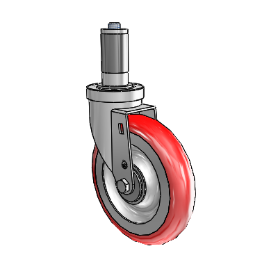 30 Series Expanding Adapter Zinc Swivel Caster with 6 x 1.25 Advantage Heat (Round) Wheel