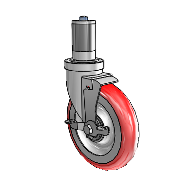 30 Series Expanding Adapter Zinc Swivel Caster with 6 x 1.25 Advantage Heat (Round) Wheel and VertiLoc Brake