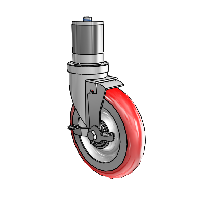 30 Series Expanding Adapter Zinc Swivel Caster with 6 x 1.25 Advantage Heat (Round) Wheel and VertiLoc Brake
