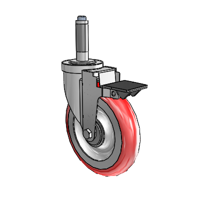 30 Series Expanding Adapter Zinc Swivel Caster with 6 x 1.25 Advantage Heat (Round) Wheel and PosiLoc Brake