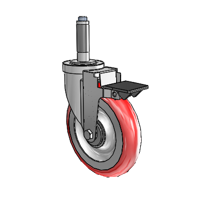 30 Series Expanding Adapter Zinc Swivel Caster with 6 x 1.25 Advantage Heat (Round) Wheel and PosiLoc Brake