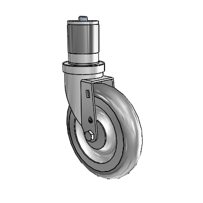 Roulette pivotante à adaptateur extensible en zinc de la série 30, équipée de 6 roues Advantage TPR (rondes) de 1,25