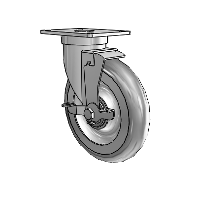 S30 Series Top Plate Stainless Steel Swivel Caster with 6 x 1.25 PolyLock (Grey) Wheel and VertiLoc Brake