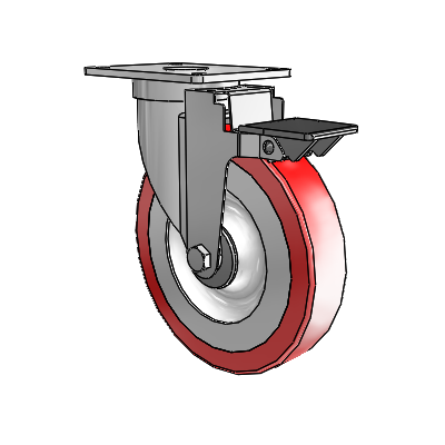 S30 Series Top Plate Stainless Steel Swivel Caster with 6 x 1.25 Advantage Heat (Flat) Wheel and PosiLoc Brake