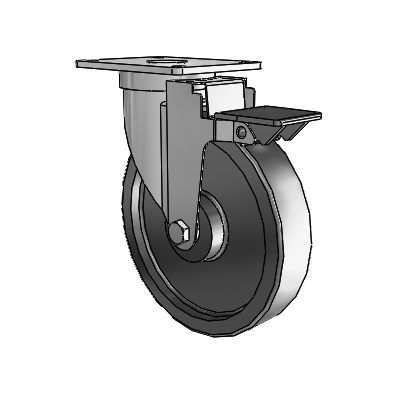 S30 Series Top Plate Stainless Steel Swivel Caster with 6 x 1.25 Polyolefin Wheel and PosiLoc Brake