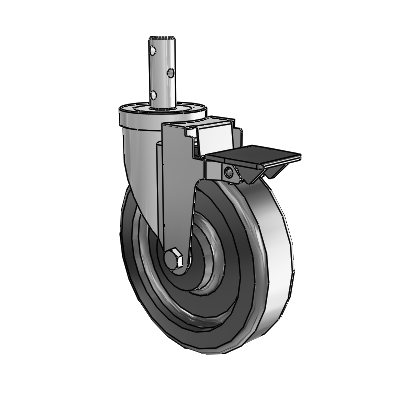 S30 Series Round Stem Stainless Steel Swivel Caster with 6 x 1.5 Phenolic Wheel and PosiLoc Brake