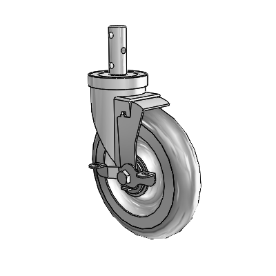S30 Series Round Stem Stainless Steel Swivel Caster with 6 x 1.25 PolyLock (Grey) Wheel and VertiLoc Brake