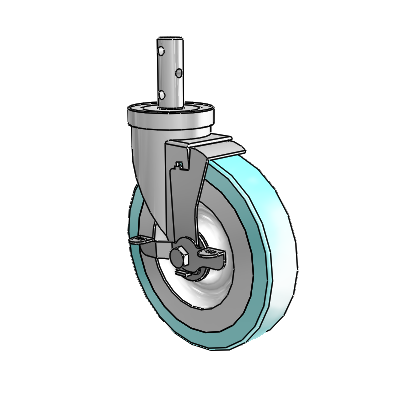 S30 Series Round Stem Stainless Steel Swivel Caster with 6 x 1.25 Advantage Health Wheel and VertiLoc Brake