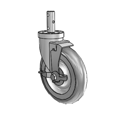S30 Series Round Stem Stainless Steel Swivel Caster with 6 x 1.25 Advantage TPR (Round) Wheel and VertiLoc Brake