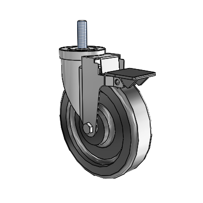 S30 Series Threaded Stem Stainless Steel Swivel Caster with 6 x 1.5 Phenolic Wheel and PosiLoc Brake