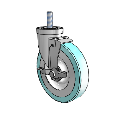 S30 Series Threaded Stem Stainless Steel Swivel Caster with 6 x 1.25 Advantage Health Wheel and VertiLoc Brake