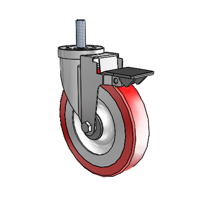 S30 Series Threaded Stem Stainless Steel Swivel Caster with 6 x 1.25 Advantage Heat (Flat) Wheel and PosiLoc Brake