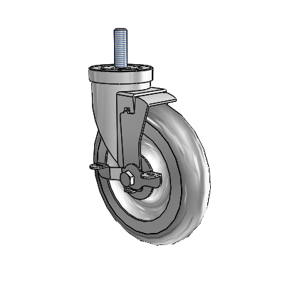 S30 Series Threaded Stem Stainless Steel Swivel Caster with 6 x 1.25 Advantage TPR (Round) Wheel and VertiLoc Brake