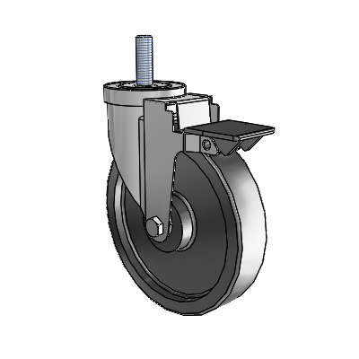 S30 Series Threaded Stem Stainless Steel Swivel Caster with 6 x 1.25 Polyolefin Wheel and PosiLoc Brake