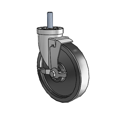 S30 Series Threaded Stem Stainless Steel Swivel Caster with 6 x 1.25 Polyolefin Wheel and VertiLoc Brake